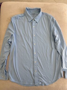 RHONE Light Blue Pinstriped Dress Shirt